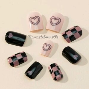 2/$16 24pcs Pink Hearts  Press On Nails